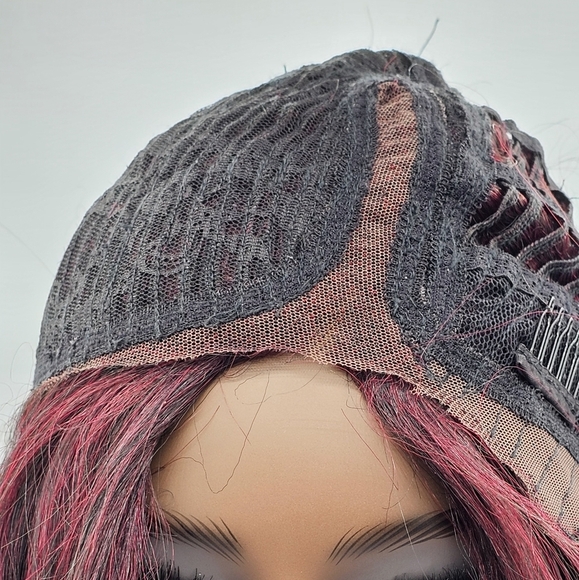 Zury Sis Beyond Black & Red Wine Side Swept Bang Moni Lace Front Wig - Picture 6 of 8